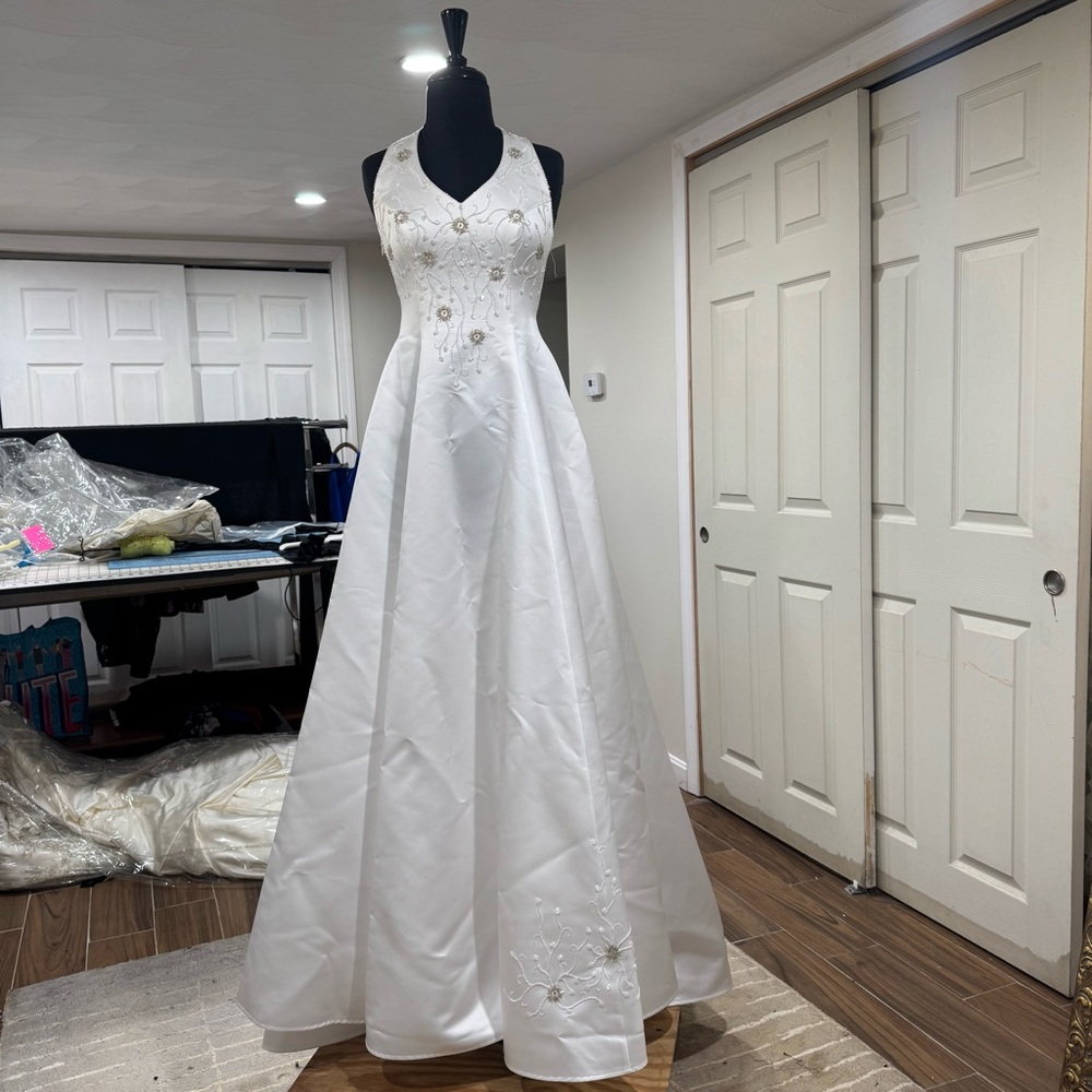 Satin Halter Top Wedding Gown
